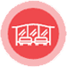 Red circle with bus stop icon