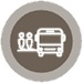 Gray circle with icon of people boarding a bus
