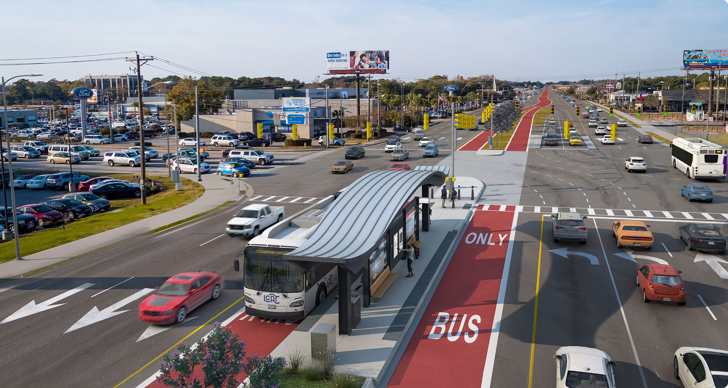Rendering of a rapid bus station