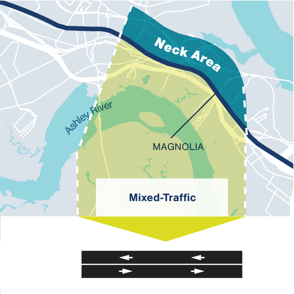 Map showing roadway design for King St. Extension